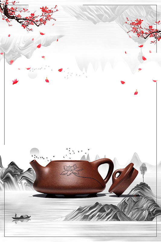中国风瓷器紫砂壶海报