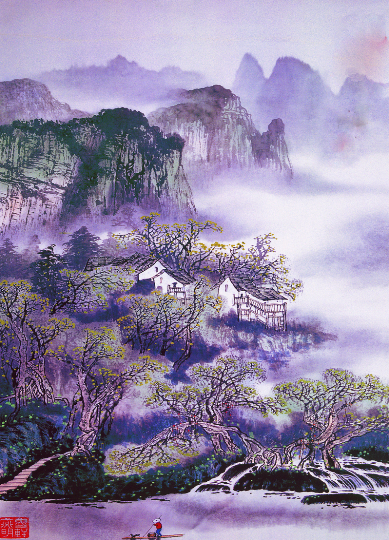 水墨山水中国风背景图