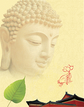 中国风古典大佛头像黄色背景素材