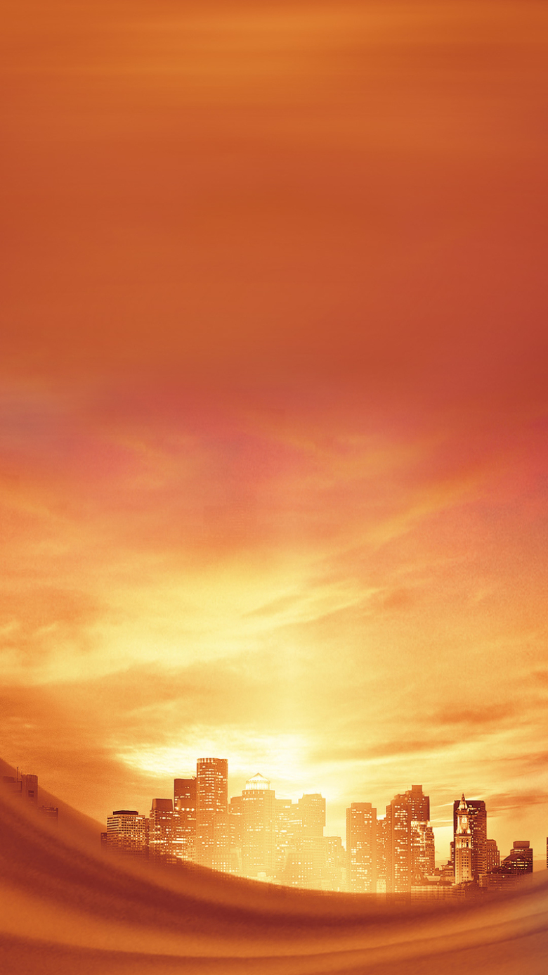 红色黄昏城市建筑ps源文件h5背景素材