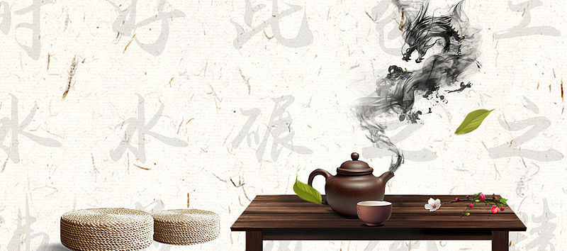 茶艺古风灰色海报背景banner