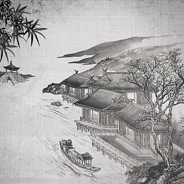 中国风水墨速写风景PSD分层主图