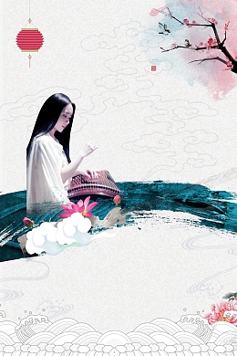 简约中国风古筝培训背景素材