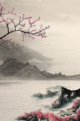 中国风水墨山水画海报背景