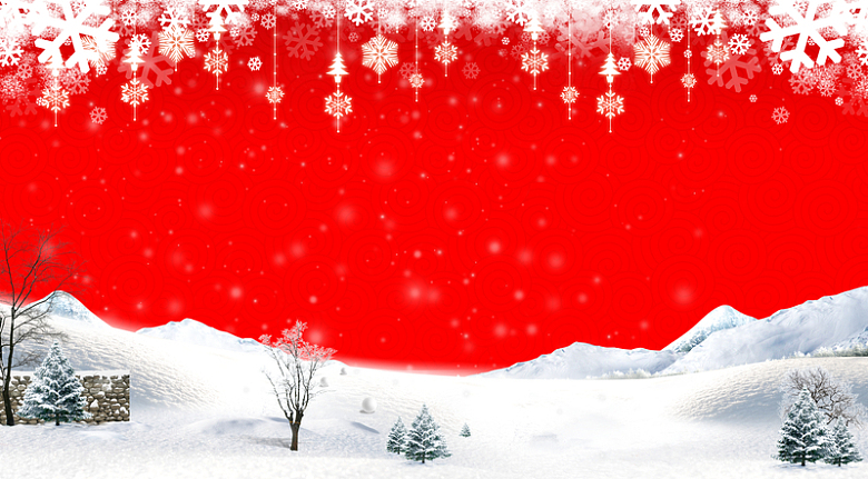 红色温馨冬季元旦圣诞新年雪景背景