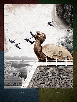 中国风龙龟雕像背景素材