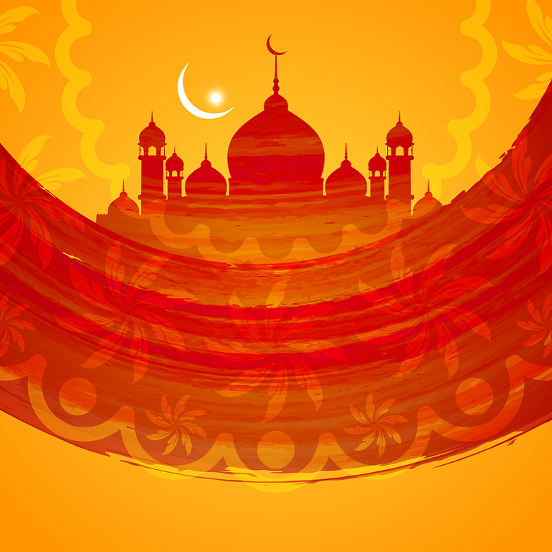 宗教伊斯兰教斋月节橙色背景素材