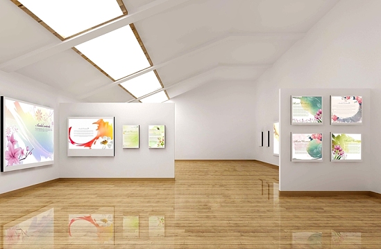 展馆装修设计海报背景模板