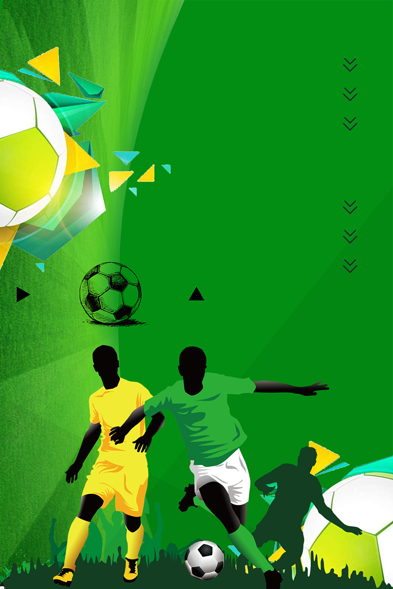 绿色球员剪影创意足球主题海报背景素材