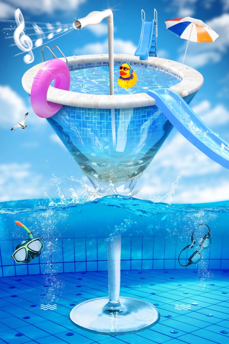 水上乐园泳池狂欢背景模板免抠素材免费下载_觅元素51yuansu.com