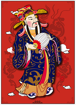 中国传统神话人物财神爷背景素材