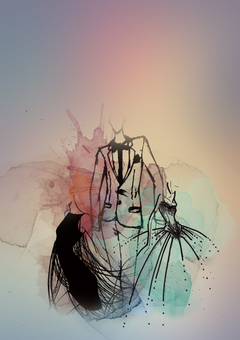 时尚线条水彩服装发布会海报背景素材