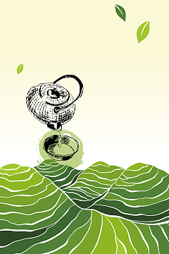 清新文艺采茶花茶海报背景素材