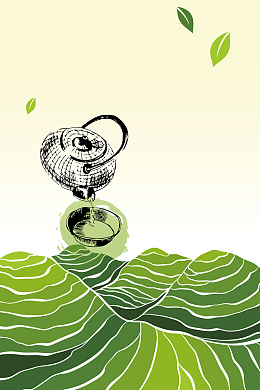 清新文艺采茶花茶海报背景素材