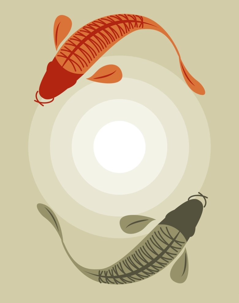 矢量日系手绘鲤鱼锦鲤背景素材