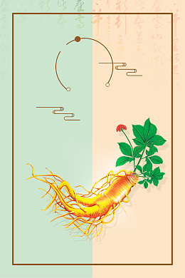 简约拼接人参中草药背景素材