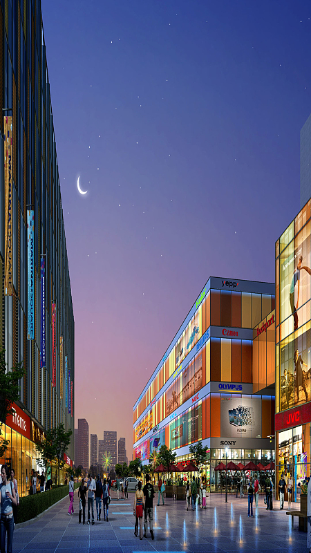 城市商业街h5素材背景