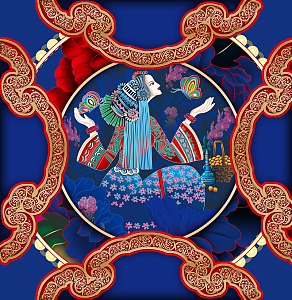 中国风美丽的少数民族少女背景素材