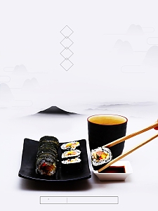 寿司美食海报背景素材