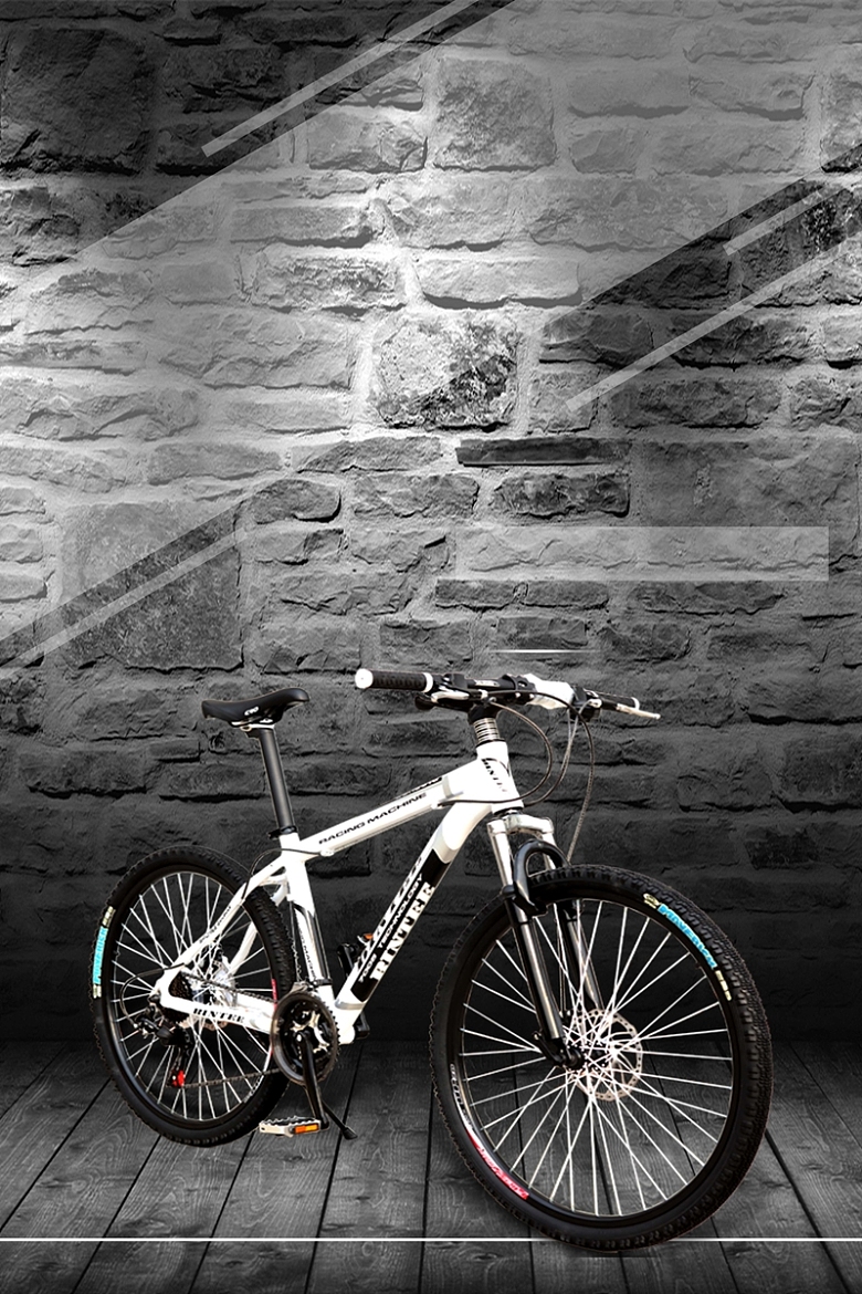 灰色创意质感山地自行车海报背景