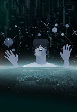 海报设计psdjpg海底世界虚拟体验png破碎科技方块女人背景jpg灰色调