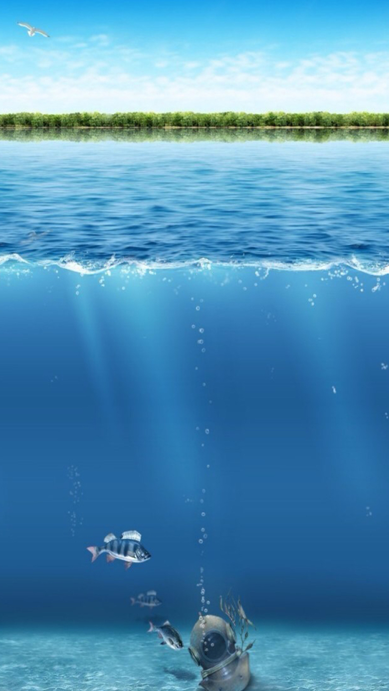 湖水下面的鱼h5素材背景
