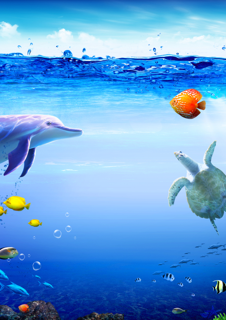 蓝色海洋海报背景