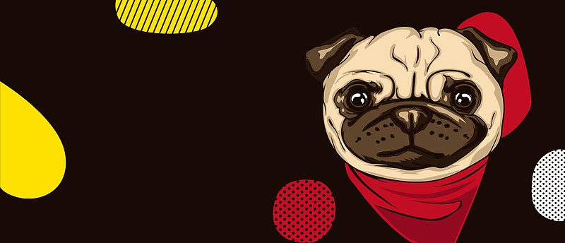 宠物美容卡通童趣几何banner