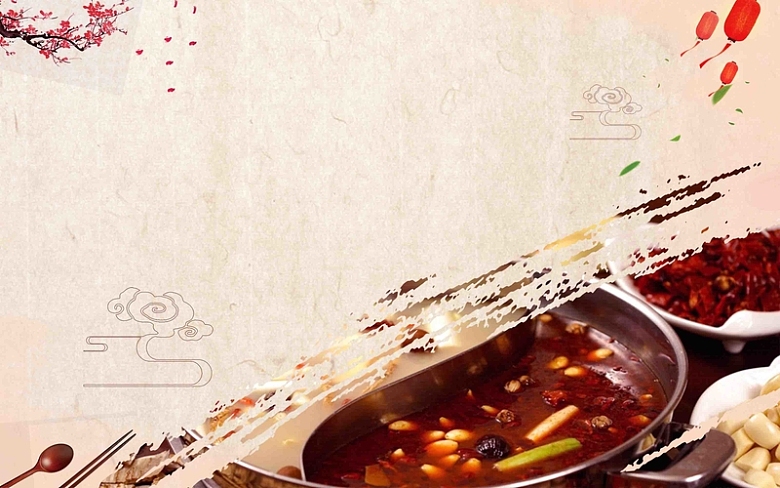 美食麻辣火锅宣传餐厅促销海报背景模板