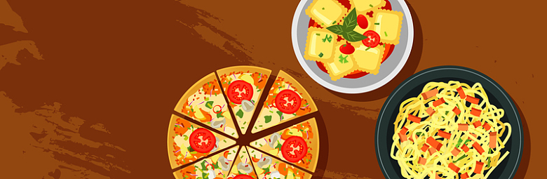 快餐食品餐饮美味披萨意大利面矢量背景