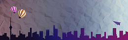 城市剪影蓝紫色渐变纹理狂欢banner