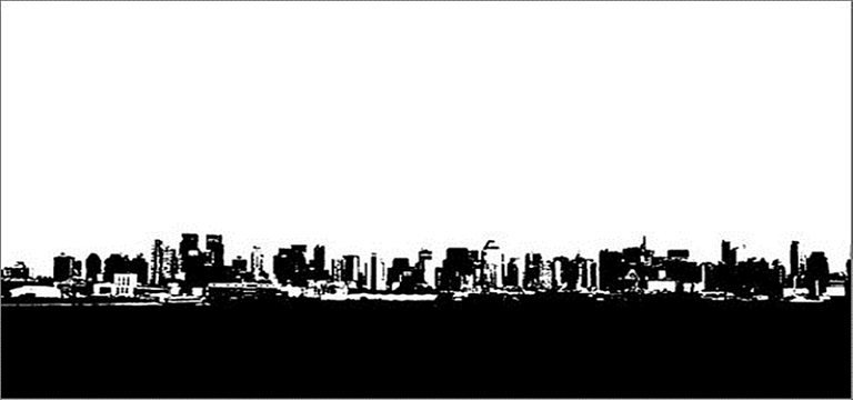 黑白城市剪影banner背景