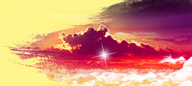 渐变晚霞天空海报psd背景素材