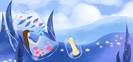 手绘插画水彩唯美banner