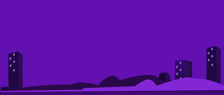 紫色扁平城市背景banner