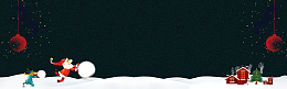圣诞节插画风白色极简banner