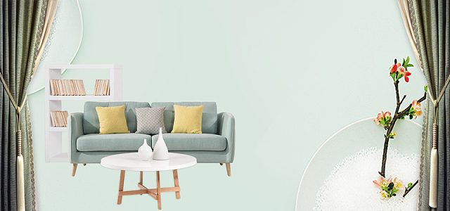 家装家纺蓝色简约电商促销banner