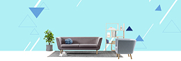 家装O2O扁平蓝色家居banner