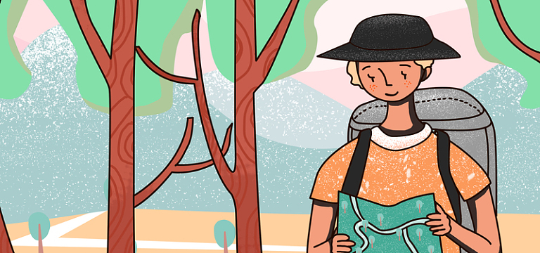 暑假野外徒步旅行banner海报