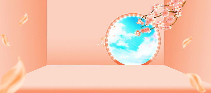 清新橘色中国风微空间淘宝天猫电商banner