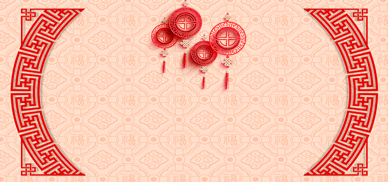 新年春节红色纹理中国结banner展板