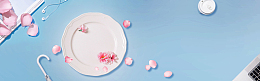 超级大牌狂欢扁平蓝色化妆品banner