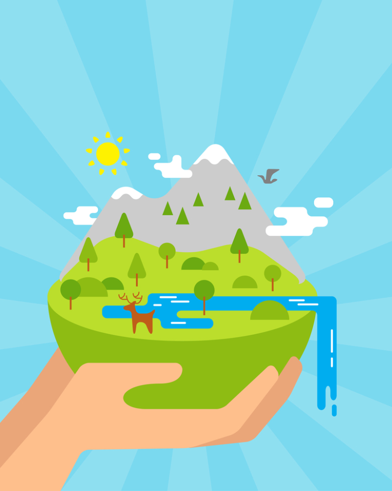 卡通世界环境日手绘海岛小清新海报背景素材