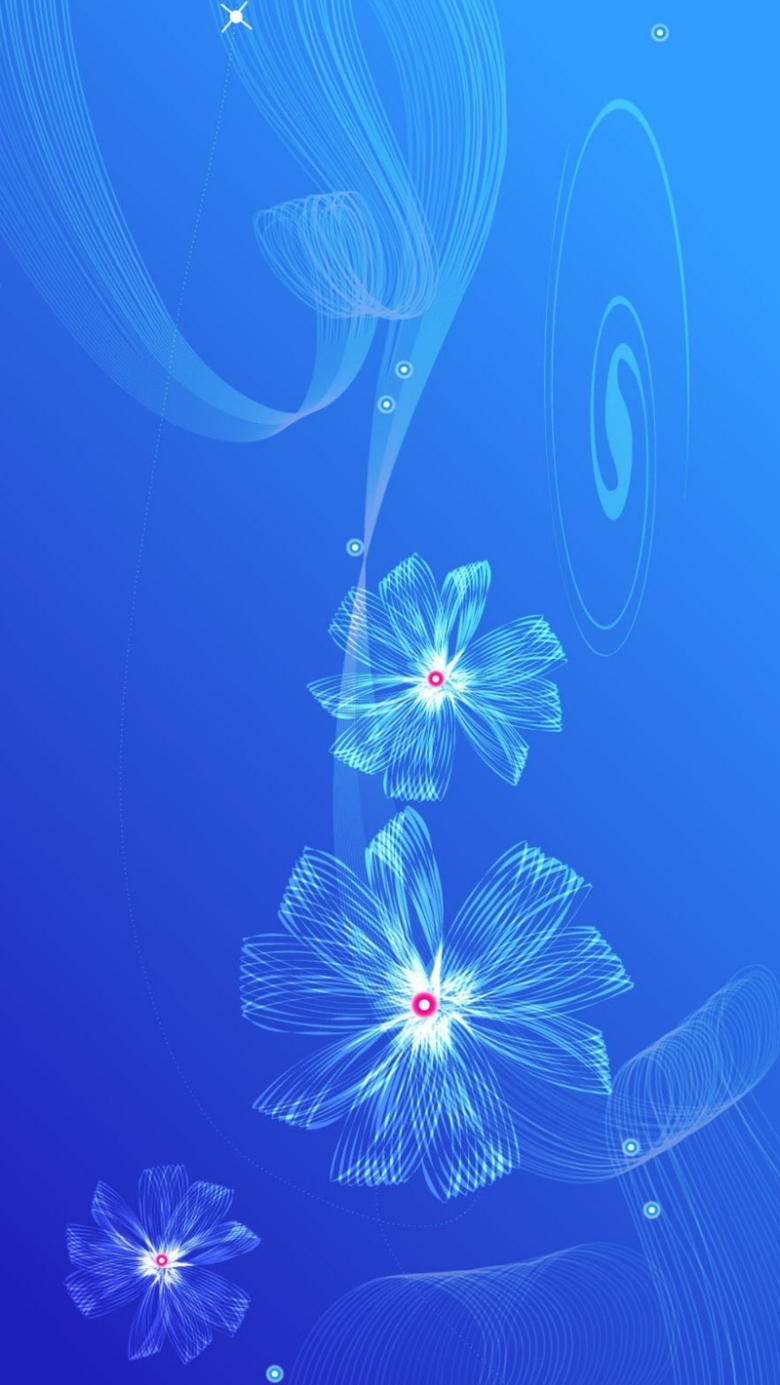 渐变蓝底发光曲线花朵h5背景素材