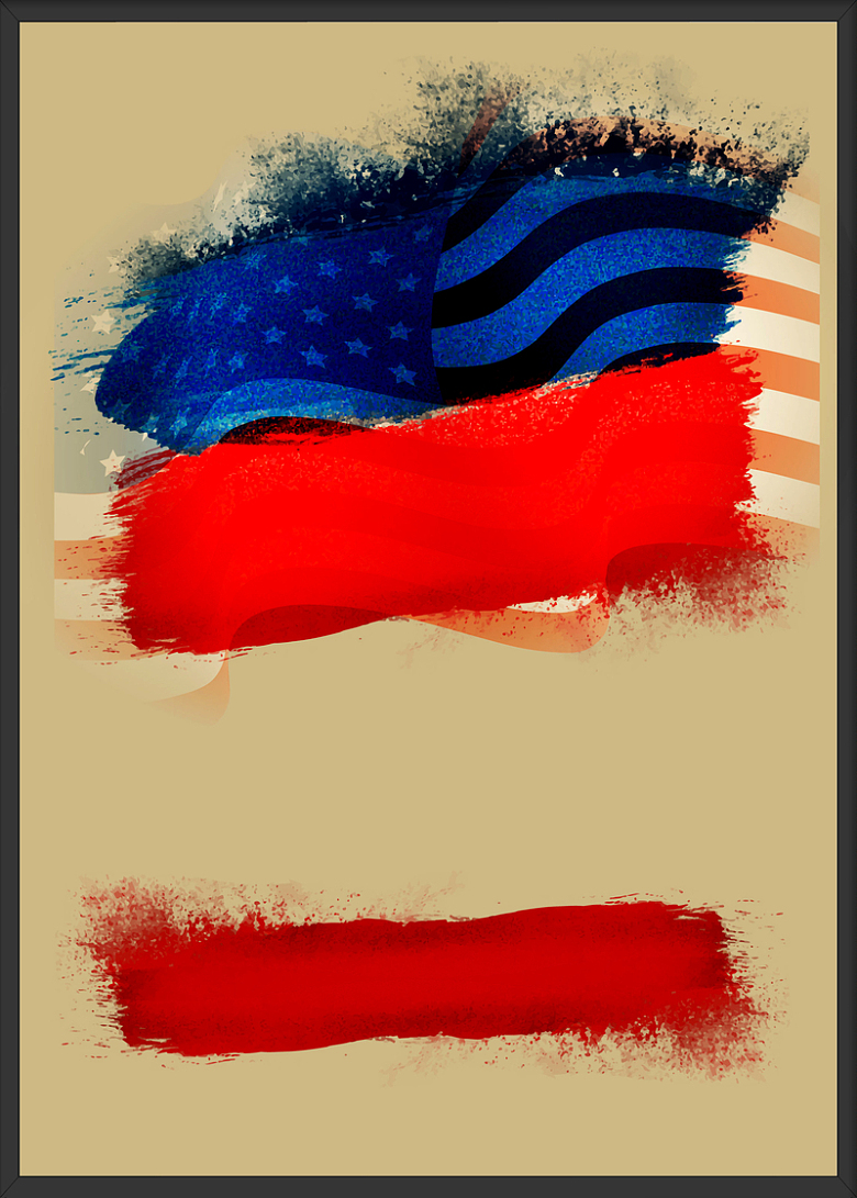 抽象几何水彩美国国旗海报背景