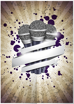 金色麦克风演唱会音乐会海报复古背景素材