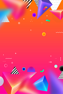 橙红色简约时尚创意渐变蒸汽波抽象海报