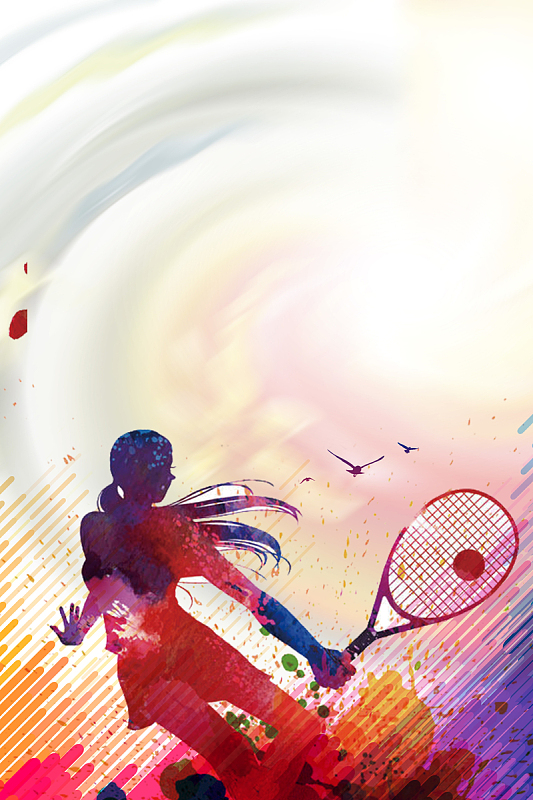 网球培训扁平化人物火热招生宣传海报psdjpg网球运动海报背景素材psd