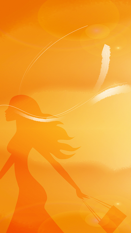 橙色渐变人物剪影背景