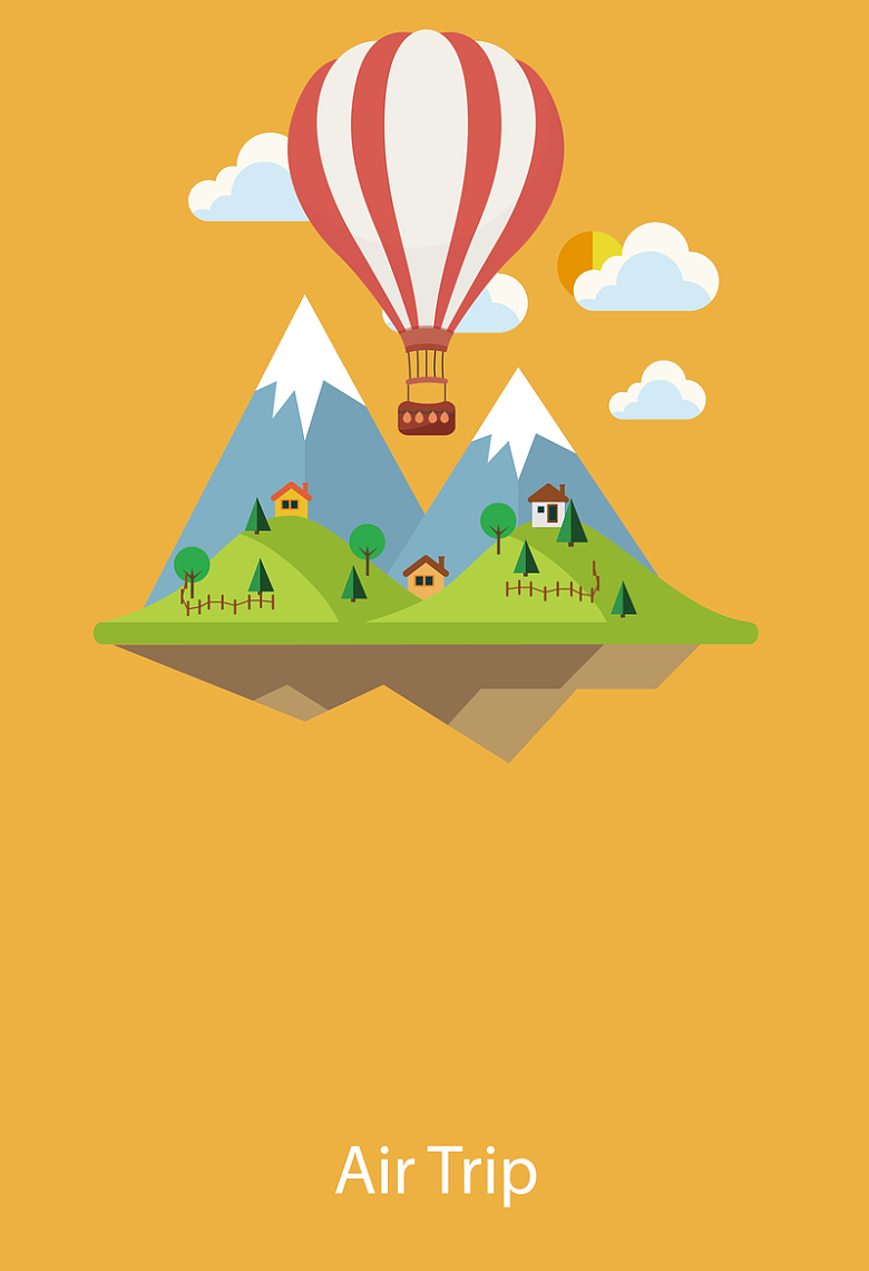空中旅行热气球海报背景素材
